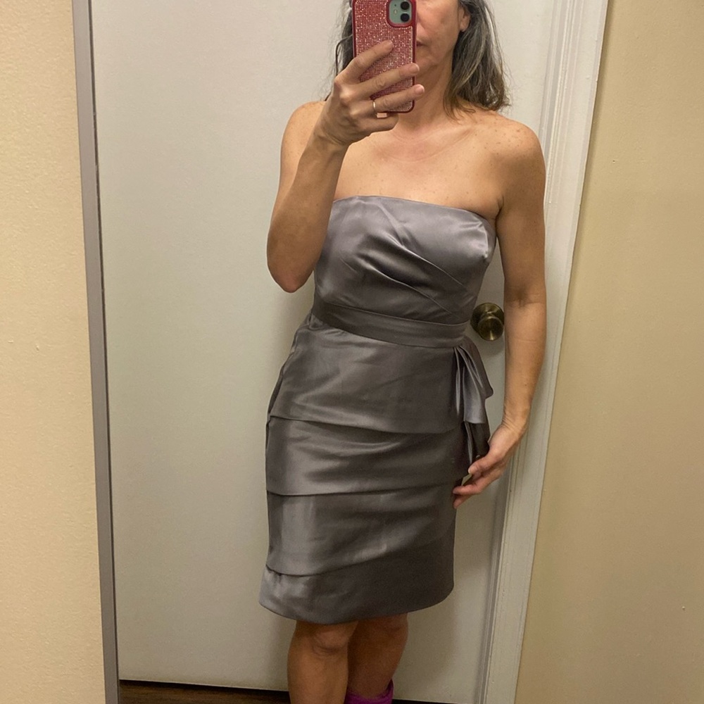 After Six Strapless satin dress